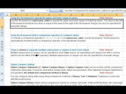 Select...Case Statements in Excel VBA, using To & Is Keywords & Comma in Case Clause