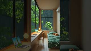Cozy Bedroom on a Rainy Night 🌧 | Chill & Relaxing Ambience #cozybedroom #rain #lofichill #shorts