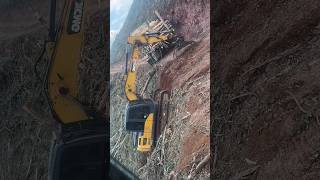 Process of a Log Loader Climbing a Hill