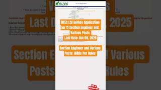 RITES LIMITED GOVT JOBS OUT 2025 #governmentrecruitment #governmentjobs #governmentrecruitment2024
