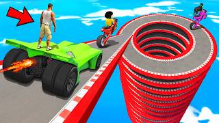 SHINCHAN AND FRANKLIN TRIED THE IMPOSSIBLE SPIRAL ROAD PARKOUR CHALLENGE GTA 5