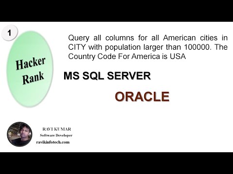 #1 Population larger than 100000. Country Code USA || Hacker Rank Solving Query