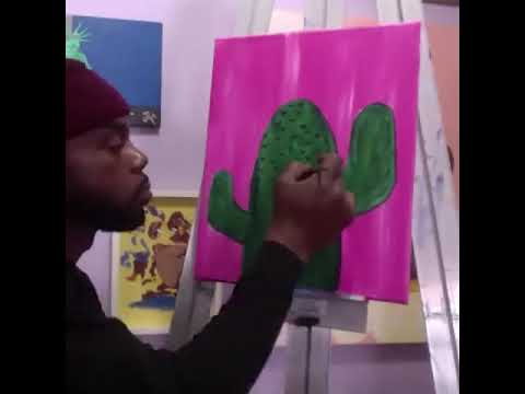 Cactus Flower Painting Tutorial | Paint and Sip LIVE