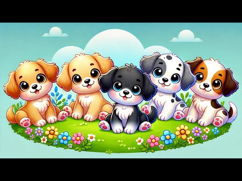 Five Little Puppies🎶🎵#NurseryRhymes #KidsSongs #BabySongs #ChildrenSongs #Rhymes #kidsvideos#cartoon
