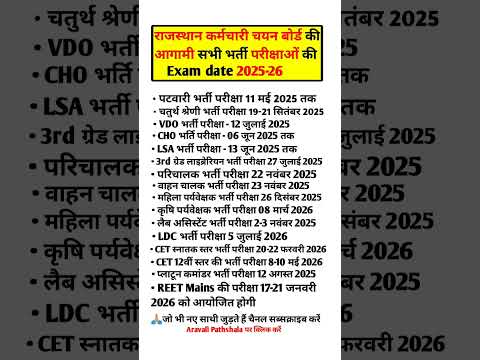Reet exam date 2025 || 4th grade Rajasthan || Rajasthan New Vacancy 2025 || new exam date 2025-26