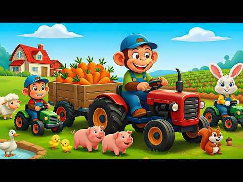 Monkey Funny Fixes Tractor and Plows Beet Field - Farm Work | MonKey Cartoon 🐒