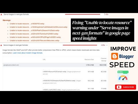 Fixing Unable to locate resource warning under Serve images in next gen formats in google page speed