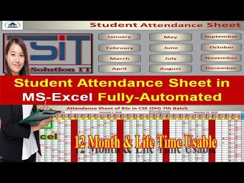 How to Make Student Attendance Sheet in MS-Excel |Fully Autometic | daily attendance | Life Time Use