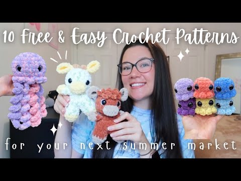 10 FREE AND EASY CROCHET PATTERNS FOR SUMMER MARKETS 🧶☀️🛍️