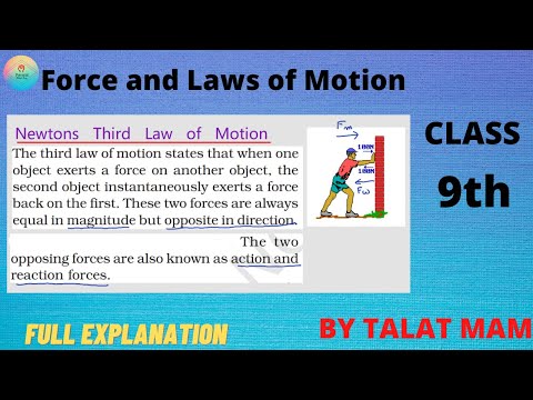 Force and Laws of Motion - Newton Third Law of Motion, Conservation of Momentum |L-3| Talat mam