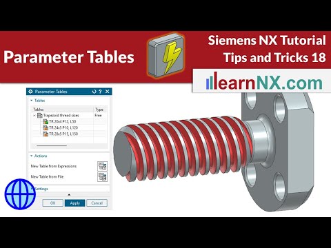 Siemens NX parameter table