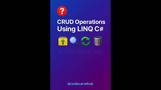 CRUD in C# Using LINQ⚡ #dotnetcore #csharp #linq #crudoperations #aspnetcore #codecarvehub #dotnet
