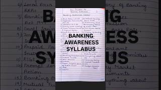 Complete banking awareness syllabus for all bank exams #bankingawareness #syllabus #banking #exams