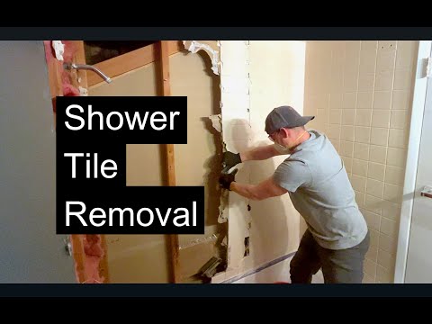 Removing peel and stick tile from shower wall.