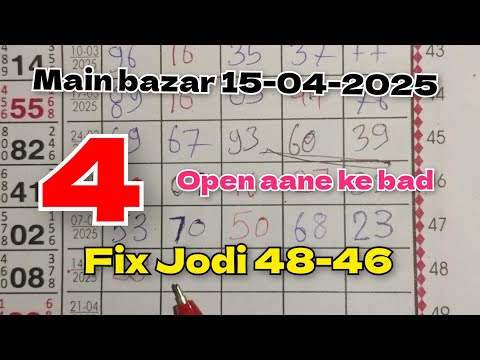 MAIN BAZAR TODAY 15/04/25 | MAIN BAZAR FIX OPEN AUR JODI  | KALYAN MATKA BOSS