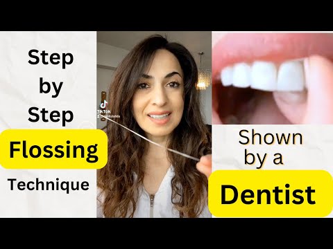 Step by Step Flossing Technique Shown by a Dentist