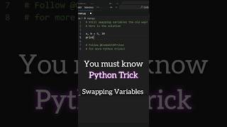 Shocking Python Hack Swap Variables Without temp variable #coding #shorts #python #programmingtricks