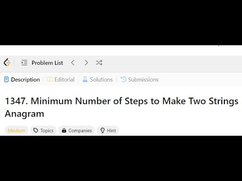 Minimum Number of Steps to Make Two Strings Anagram - 1347 Leetcode Solution Java #leetcode #java