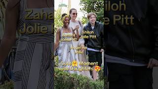 Angelina Jolie cute moment with daughters Zahara and Shiloh #angelinajolie #zahara