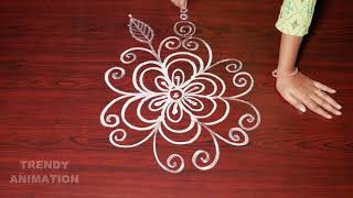 Very simple and easy rangoli design | Muggulu | Latest kolams | Trendyanimation | Kolams | Rangoli |