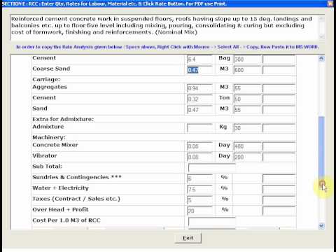 Super Rate Analysis Software  - Rate Analysis of Civil Engineering Building Items