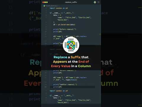 🎥 Replace Suffixes in a DataFrame Column with One Line in Python! 🐍💡