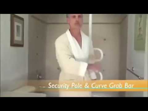 Stander Security Pole and Curved Grab Bar