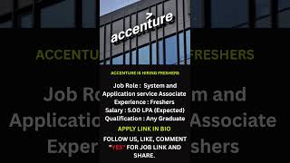🚨 Accenture Jobs 2025 Hiring Freshers FOR System and Application Service Associate Role...