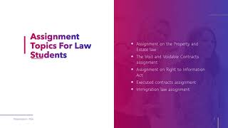 Topics For Student Assignment