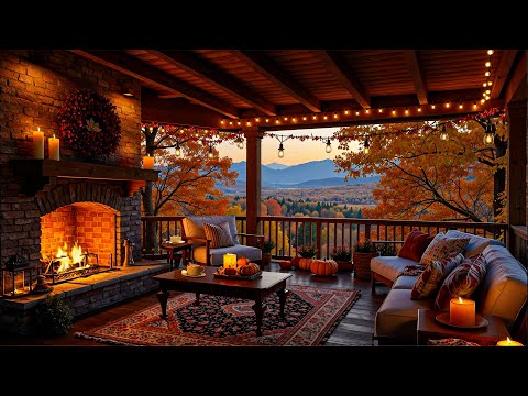 Cozy Autumn Jazz at Fall Mountain Cabin 🎃 Warm Fireplace Glow & Smooth Jazz for Calm, Focus & Study