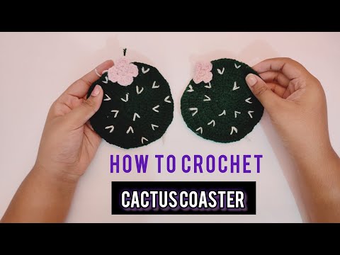 How to crochet a CACTUS COASTER 🌵🥃#crochettutorial #yarnu #handmadewithlove  #beginners
