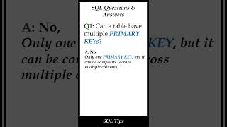 Can a Table Have Multiple PRIMARY KEYs?  | SQL Interview Tips #sqlinterviewquestions #sqlshorts