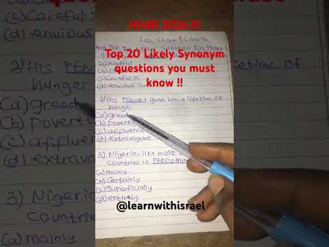 JAMB 2026 Likely Synonym questions you must know