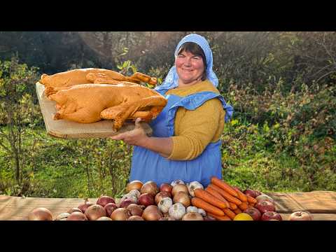 Whole Goose Feast in the Mountains: Honey, Fruit & Fire Cooking