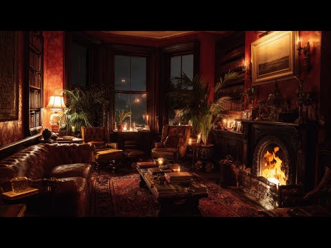 Cozy Lounge Fireplace Ambience | Crackling Fire Sounds | For Concentration, Relaxing or Sleep