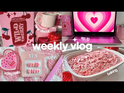 weekly vlog 🎀 valentines day decor, study vlog, cute nails, trying japanese snacks
