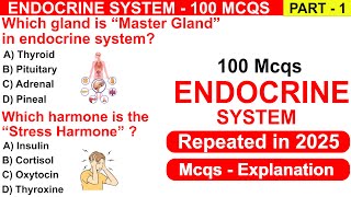 Endocrine Glands mcqs | Endocrine system anatomy and physiology | hormone mcq | #endocrinegland