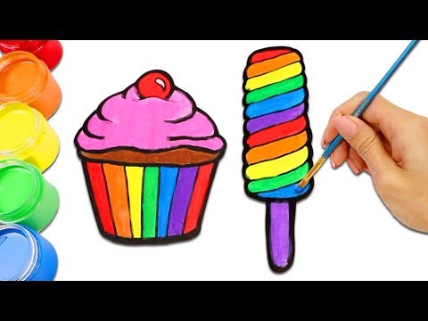 Yummy Rainbow Ice Cream Popsicle & Desserts Drawing, Coloring, and Painting for Kids!