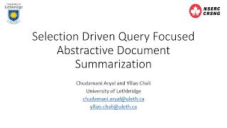 Selection Driven Query Focused Abstractive Document Summarization