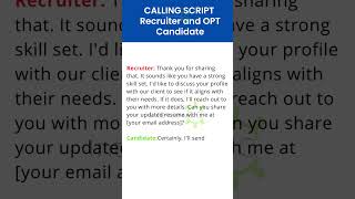 Calling Script | US IT Recruiter and OPT Candidate | US Staffing #Itrecruiting #recruiter