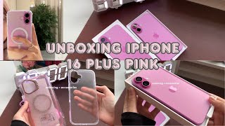 unboxing iPhone 16 Plus Pink 💗🌸🩰(256GB) | unboxing + accessories 📦