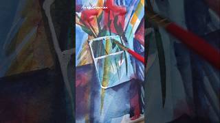 Fun abstract painting in watercolor #abstractart #watercolor #creativeflow" #artshorts #quickart