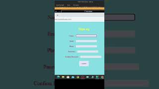 Sign up Page || HTML Codes #shorts
