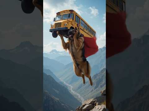 Superman Dog Rescues School Bus!🚌✨🐕‍🦺 #humanity #dog #superdog #animals
