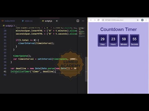 Countdown Timer using HTML, CSS and JavaScript | LUMEO ACADEMY