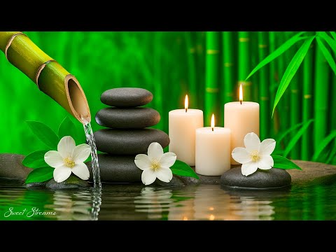 Relaxing Music Relieves Stress, Anxiety and Depression - Bamboo Water Fountain + Healing Piano Music