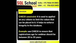 What is CHECK constraint? | #Day6 #Interview #FAQ from #SQLSchool