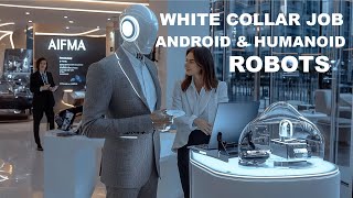 White Collar Job Android & Humanoid Robots in the Workplace of AIFMA Fashion Mega City Metropolis