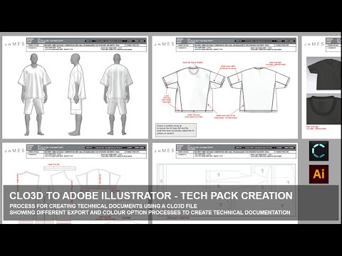 CLO3D Adobe Illustrator Tech Pack Creation - Colourway Editor Print Layout Snapshots Schematc Render