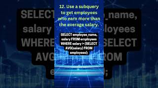 SQL query: use a subquery to get employees who earn more than the average salary #sql #sqltips #avg